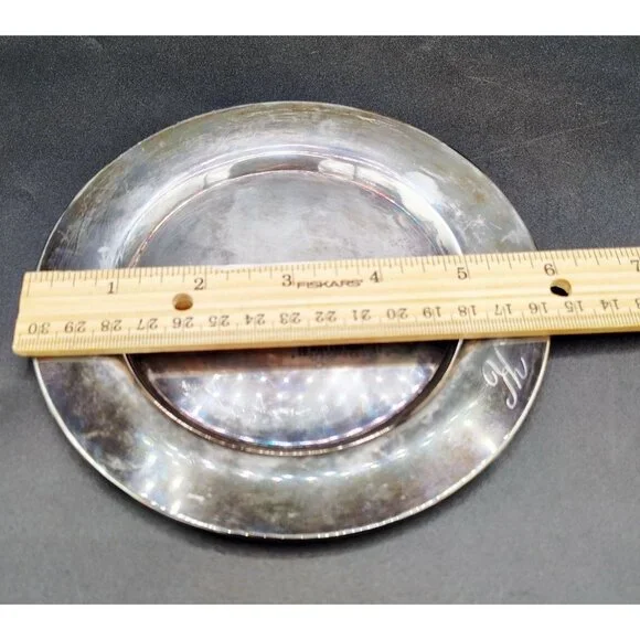 Vintage Dessert Bread Plate Wm. A. Rogers 6" Silverplate Monogrammed “K” Tarnish - Picture 2 of 13